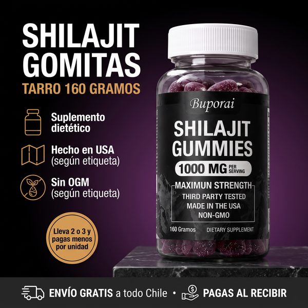 Buporai Shilajit Gummies · 160 g, 1000 mg por porción